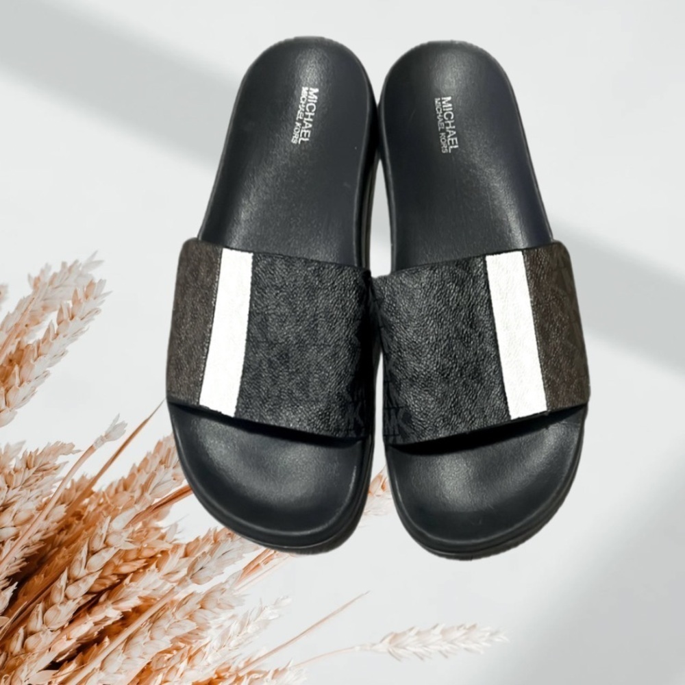 Michael Kors Men's Black and Brown Slide Sandals - Picture 4 of 8